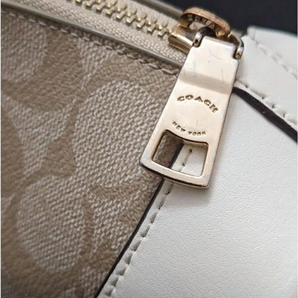 Coach Mini Sierra‎ Satchel In Signature Canvas Gold Light Khaki Chalk